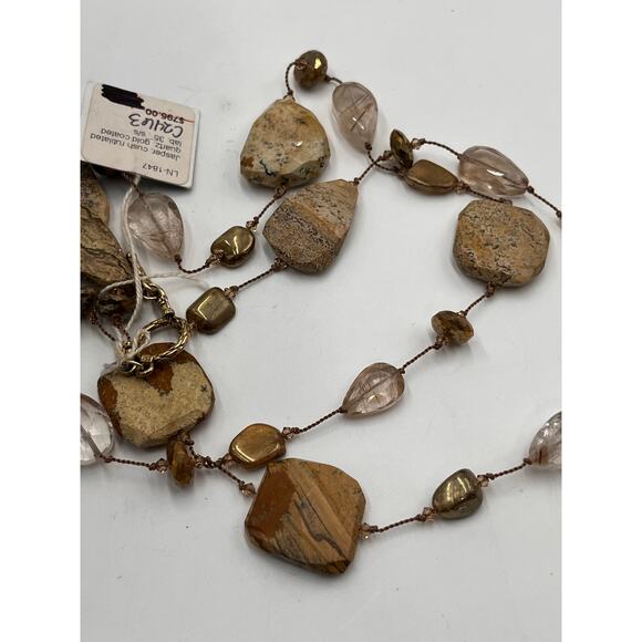 Margo Morrison Jasper Crushed Rutilated Quartz Gold Coated Labradorite Necklace - Picture 8 of 8